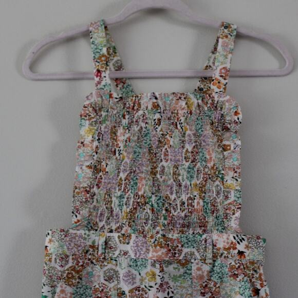 NWT Bonpoint Nioui Cotton Overalls Smocked Bib Floral Boho Print Girls 12 - Picture 2 of 9